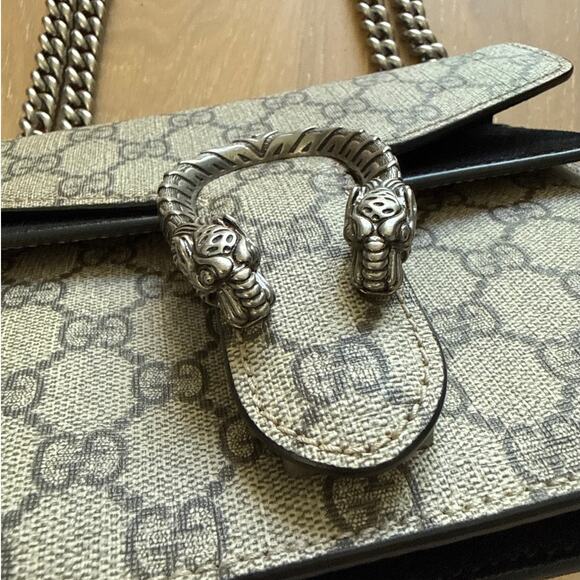 Gucci Dionysus Shoulder Bag Small Brown Black Antique Silver - Picture 3 of 11